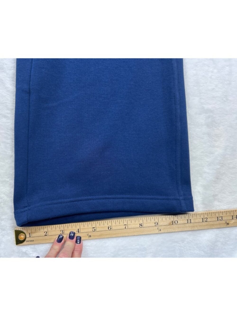 Lands’ End Navy Blue Knit Wide Leg Sweatpants Women's L  Comfortable Pull-On - Picture 5 of 10
